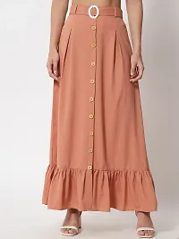 Stylish Crepe Orange Full Length Solid A-line Skirt For Women-thumb1