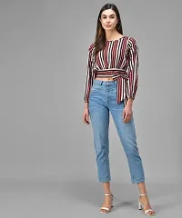 Elegant Multicolor Crepe Striped Top For Women-thumb4