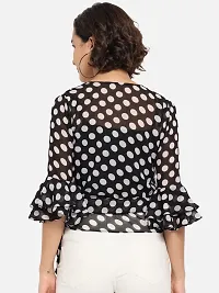 Elegant Black Georgette Printed Top For Women-thumb1