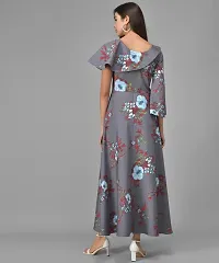 Stylish Grey Crepe Printed A-Line Dress For Women-thumb2