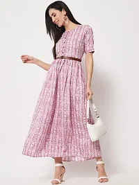 Stylish Pink Crepe Printed A-Line Dress For Women-thumb2