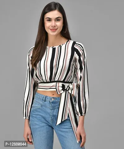 Elegant Multicolor2 Crepe Striped Top For Women