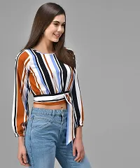 Elegant Multicolor3 Crepe Striped Top For Women-thumb2