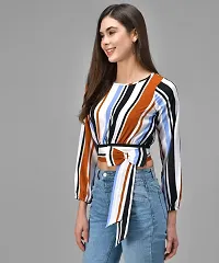 Elegant Multicolor3 Crepe Striped Top For Women-thumb3