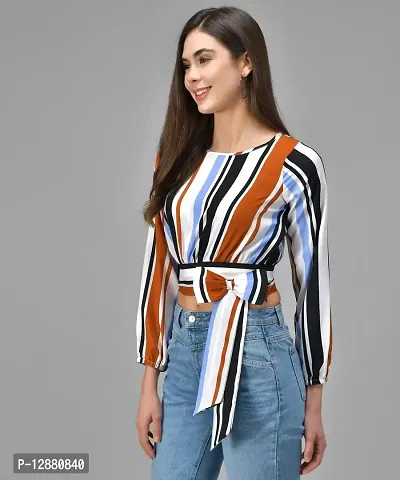 Elegant Multicolor3 Crepe Striped Top For Women-thumb4