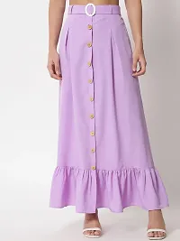 Stylish Crepe Purple Full Length Solid A-line Skirt For Women-thumb3