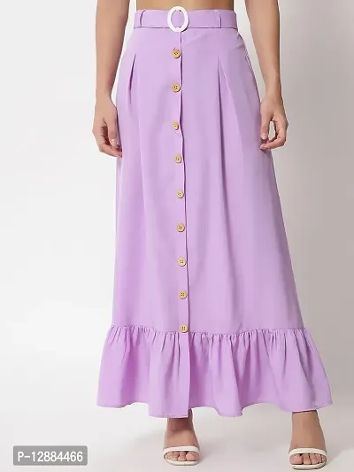 Stylish Crepe Purple Full Length Solid A-line Skirt For Women-thumb4