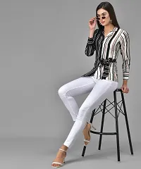 Elegant Multicoloured Crepe Striped Shirt For Women-thumb4