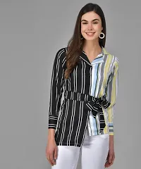 Elegant Multicoloured Crepe Striped Shirt For Women-thumb4