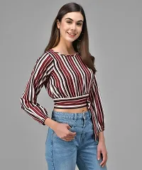 Elegant Multicolor Crepe Striped Top For Women-thumb2