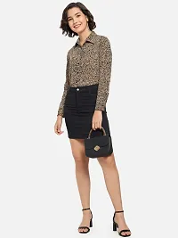 Elegant Brown Polyester Animal Print Shirt For Women-thumb3