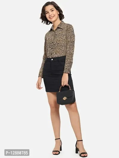 Elegant Brown Polyester Animal Print Shirt For Women-thumb4