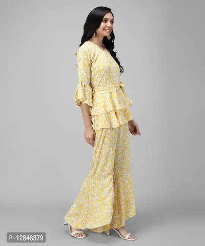 Trendy Yellow Rayon Floral Print Jumpsuit For Women-thumb4