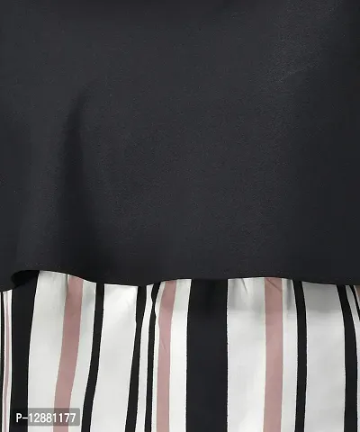 Elegant Black Crepe Striped Top For Women-thumb4