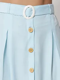 Stylish Crepe Sky Blue Full Length Solid A-line Skirt For Women-thumb2