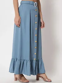 Stylish Crepe Blue Full Length Solid A-line Skirt For Women-thumb2