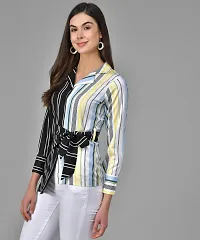 Elegant Multicoloured Crepe Striped Shirt For Women-thumb2