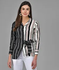 Elegant Multicoloured Crepe Striped Shirt For Women-thumb3