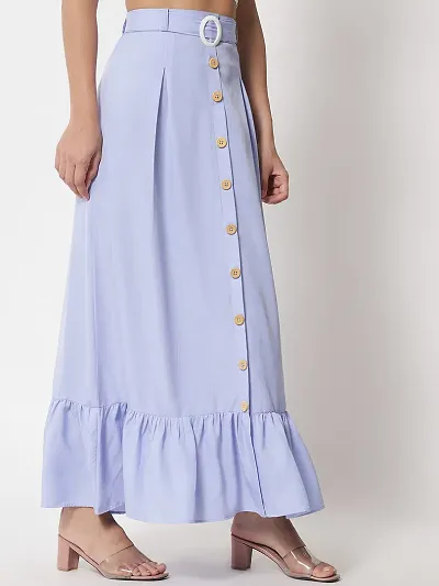 Stylish Crepe Light Full Length Solid A-line Skirt For Women