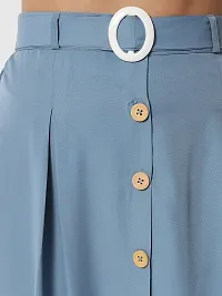 Stylish Crepe Blue Full Length Solid A-line Skirt For Women-thumb3