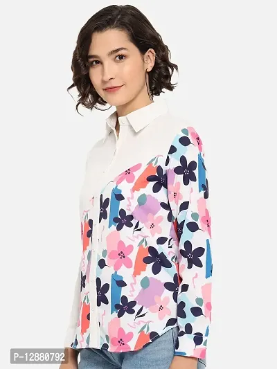 Elegant Multicoloured Polyester Printed Shirt For Women-thumb4