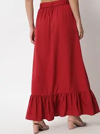 Stylish Crepe Red Full Length Solid A-line Skirt For Women-thumb1