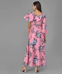 Stylish Pink Crepe Printed A-Line Dress For Women-thumb1