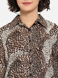 Elegant Brown Polyester Animal Print Shirt For Women-thumb3