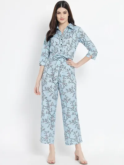 Trendy Crepe Floral Print Jumpsuit For Women