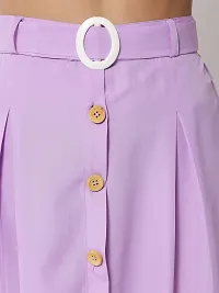 Stylish Crepe Purple Full Length Solid A-line Skirt For Women-thumb2