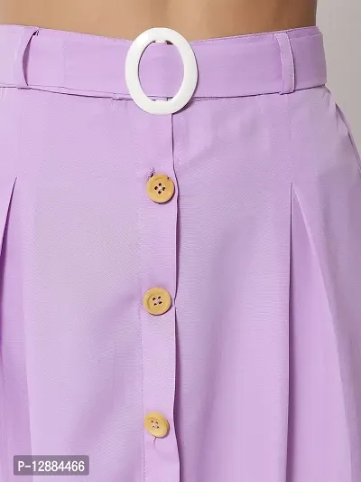 Stylish Crepe Purple Full Length Solid A-line Skirt For Women-thumb3