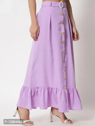 Stylish Crepe Purple Full Length Solid A-line Skirt For Women-thumb0