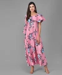 Stylish Pink Crepe Printed A-Line Dress For Women-thumb2