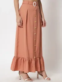 Stylish Crepe Orange Full Length Solid A-line Skirt For Women-thumb3