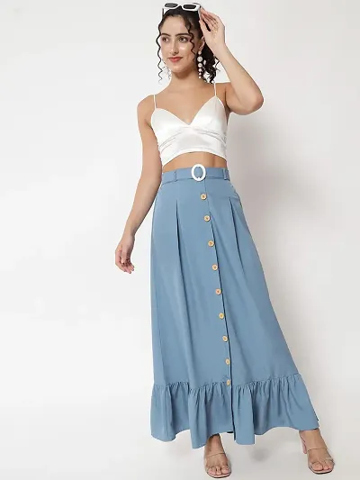 Stylish Crepe Full Length Solid A-line Skirt For Women