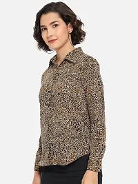 Elegant Brown Polyester Animal Print Shirt For Women-thumb2