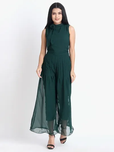 Trendy Georgette Solid Jumpsuit For Women