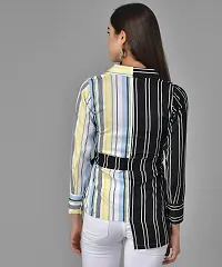 Elegant Multicoloured Crepe Striped Shirt For Women-thumb1