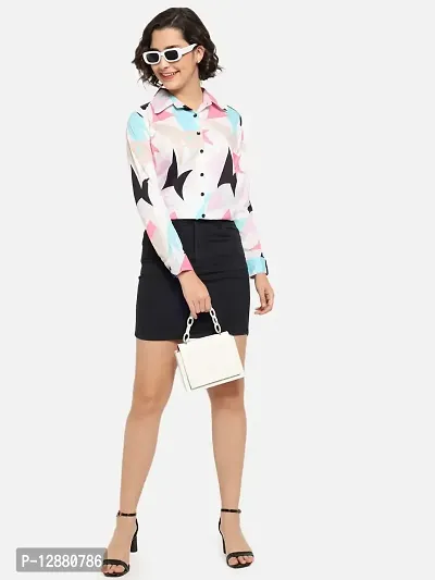 Elegant Multicoloured Crepe Printed Shirt For Women-thumb4