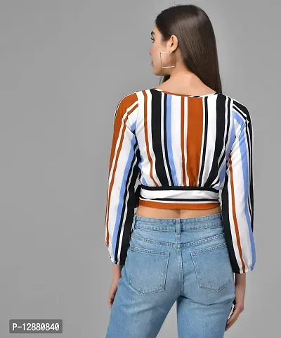 Elegant Multicolor3 Crepe Striped Top For Women-thumb2