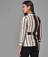 Elegant Multicoloured Crepe Striped Shirt For Women-thumb2