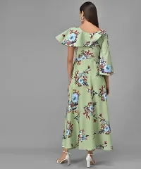 Stylish Green Crepe Printed A-Line Dress For Women-thumb2