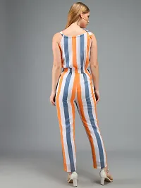 Trendy Orange Georgette Striped Jumpsuit For Women-thumb2