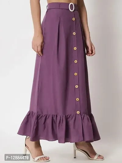 Stylish Crepe Purple Full Length Solid A-line Skirt For Women-thumb2