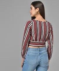 Elegant Multicolor Crepe Striped Top For Women-thumb1