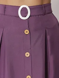 Stylish Crepe Purple Full Length Solid A-line Skirt For Women-thumb3