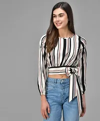 Elegant Multicolor2 Crepe Striped Top For Women-thumb3