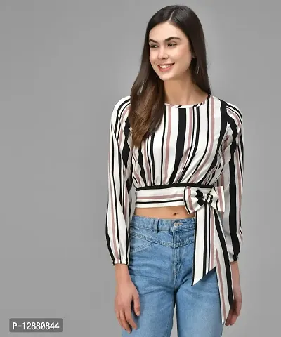 Elegant Multicolor2 Crepe Striped Top For Women-thumb4