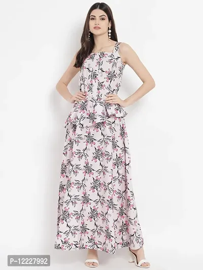 Stylish Pink Crepe Printed A-Line Dress For Women-thumb0