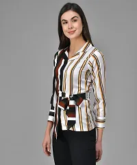 Elegant Multicoloured Crepe Striped Shirt For Women-thumb4